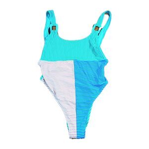 Aerie One Piece Cheekiest Swimsuit M Multicolor Stripes UPF 50 Hi Cut